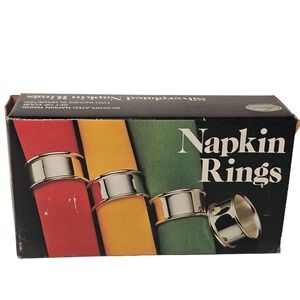 Leonard NWT Napkin Rings Set of 4 Silver Silverplated Vintage 1984 Round No. 308